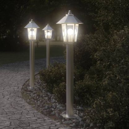 Outdoor Floor Lamps 3pcs Silver 80 cm Stainless Steel