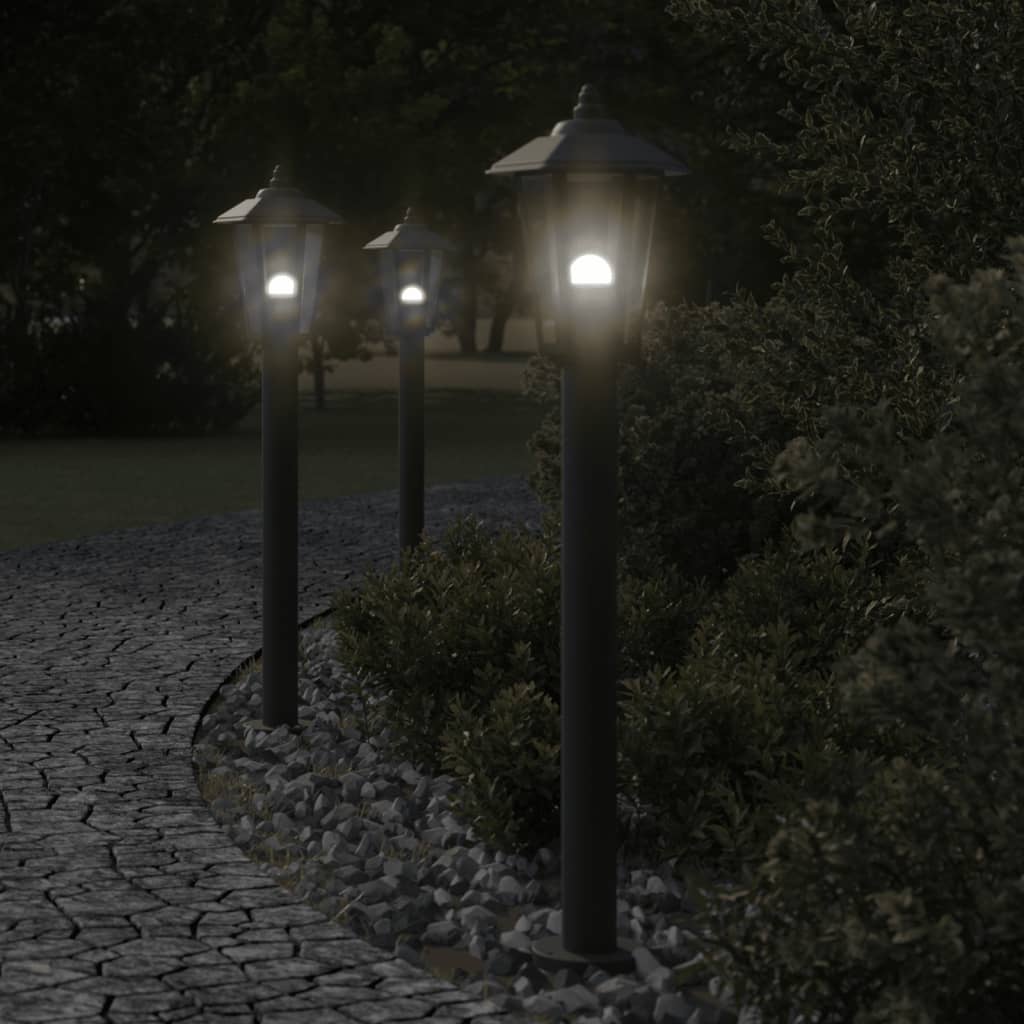 Outdoor Floor Lamps 3pcs Black 80 cm Stainless Steel