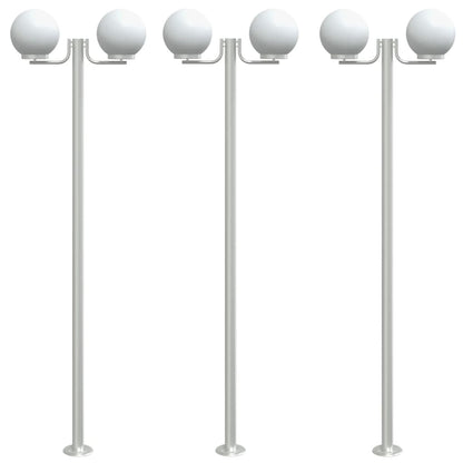 Outdoor Floor Lamps 3pcs Silver 215 cm Stainless Steel