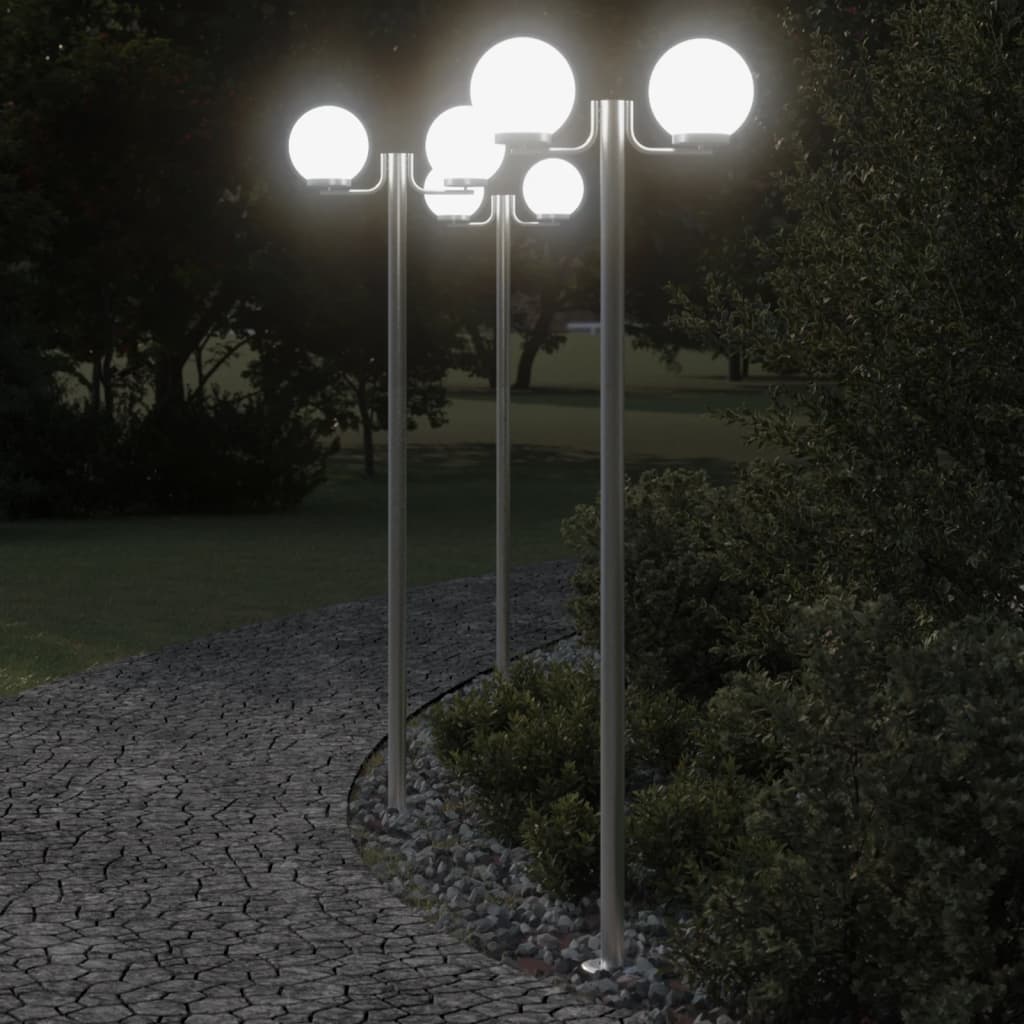 Outdoor Floor Lamps 3pcs Silver 215 cm Stainless Steel