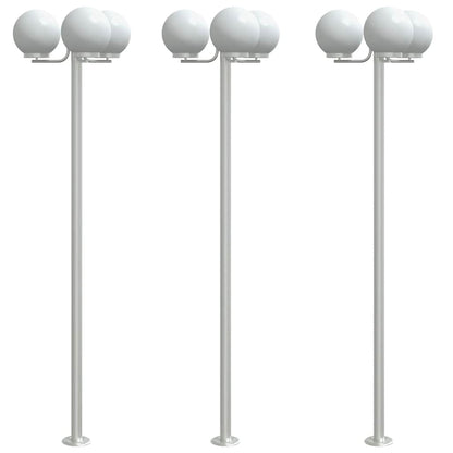 Outdoor Floor Lamps 3pcs Silver 215 cm Stainless Steel