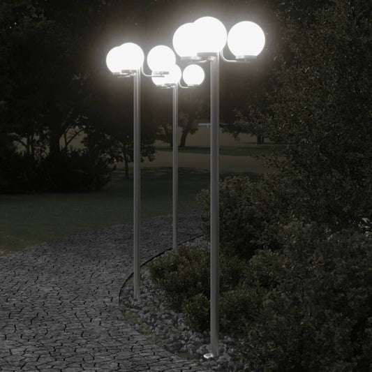 Outdoor Floor Lamps 3pcs Silver 215 cm Stainless Steel