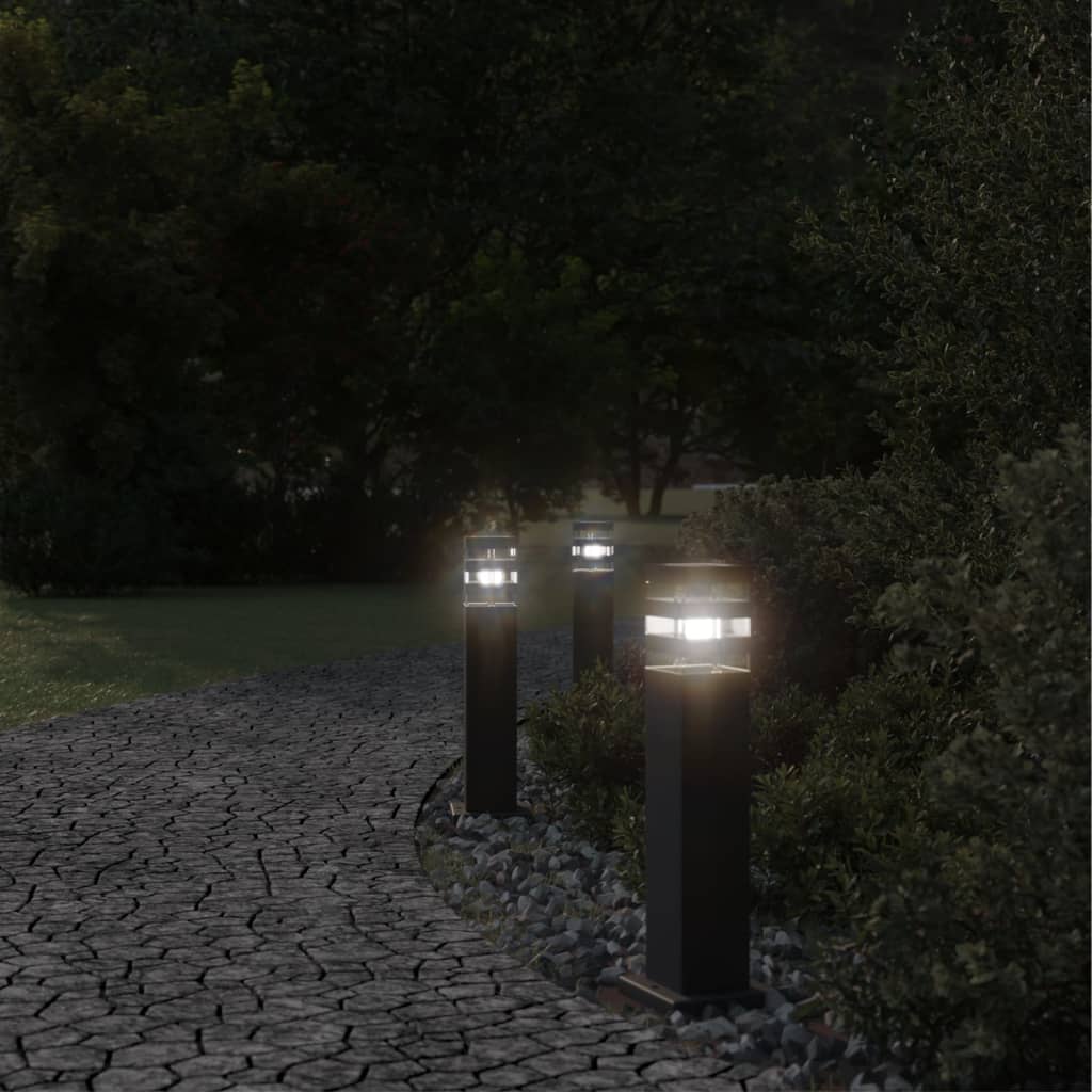 Outdoor Floor Lamps 3pcs Black 50 cm Aluminium