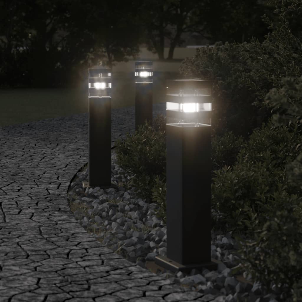 Outdoor Floor Lamps 3pcs Black 50 cm Aluminium