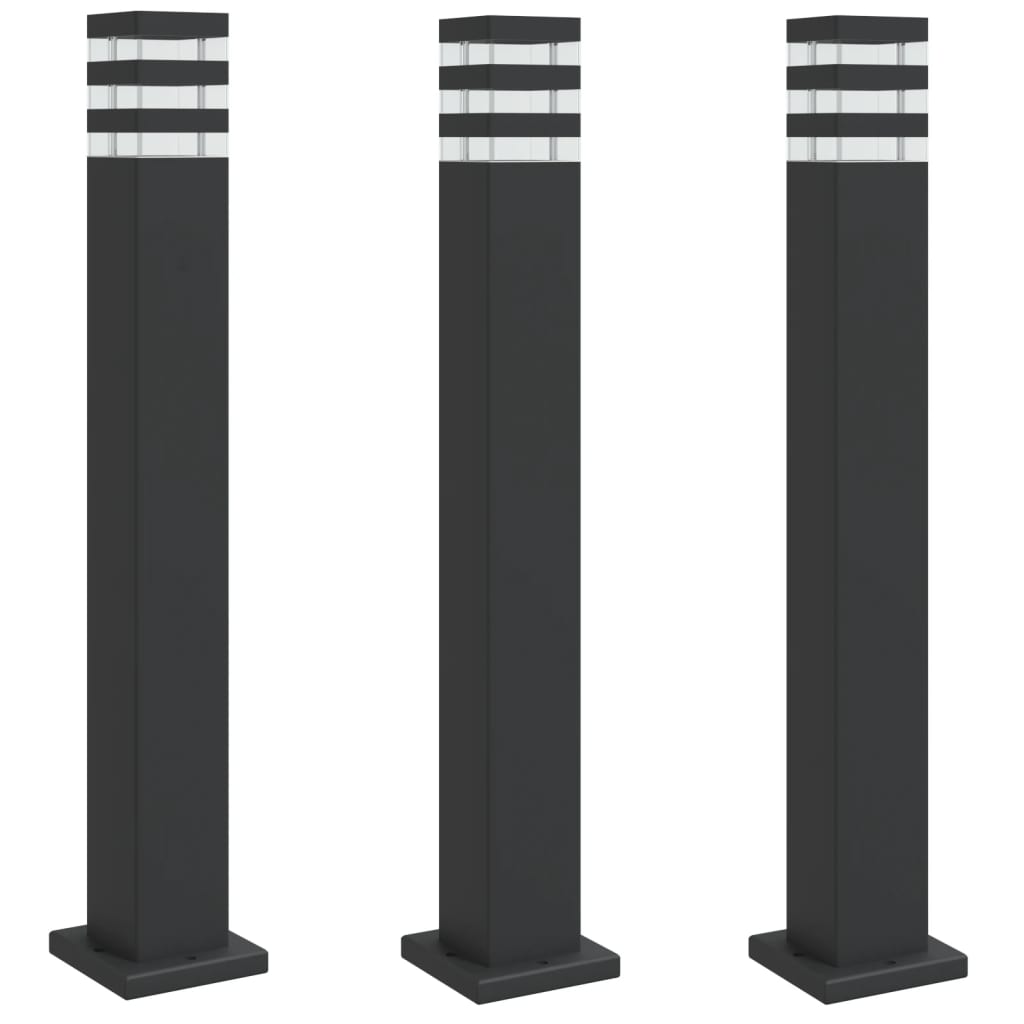 Outdoor Floor Lamps 3pcs Black 80 cm Aluminium