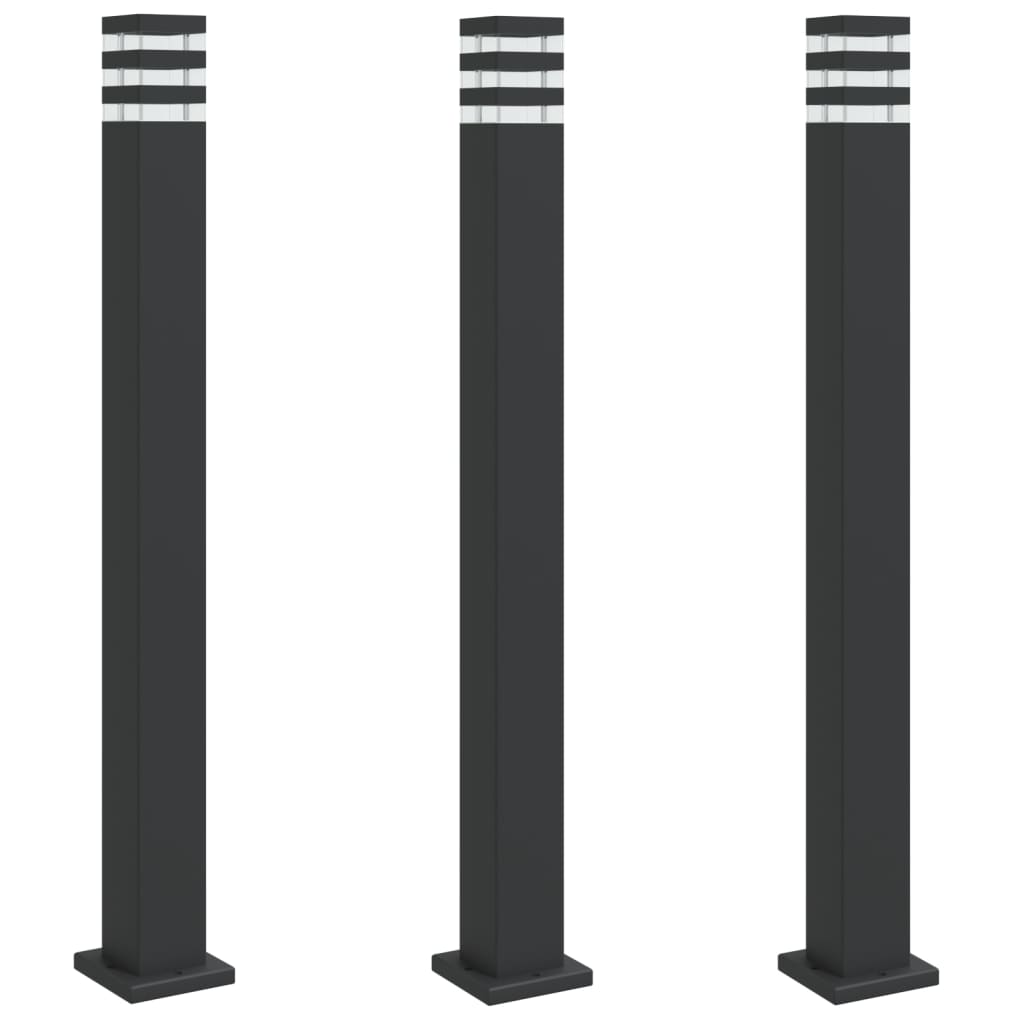 Outdoor Floor Lamps 3pcs Black 110 cm Aluminium