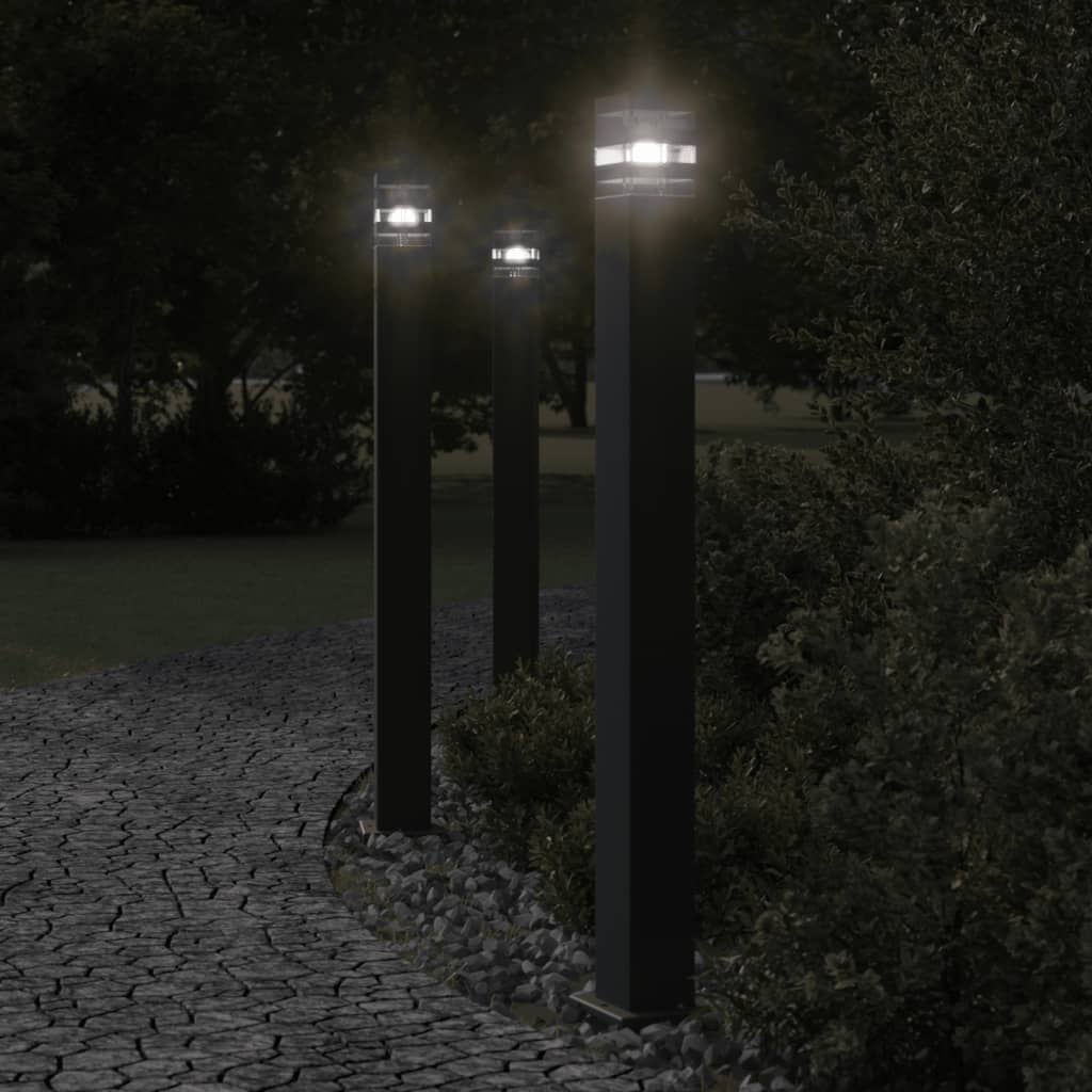 Outdoor Floor Lamps 3pcs Black 110 cm Aluminium