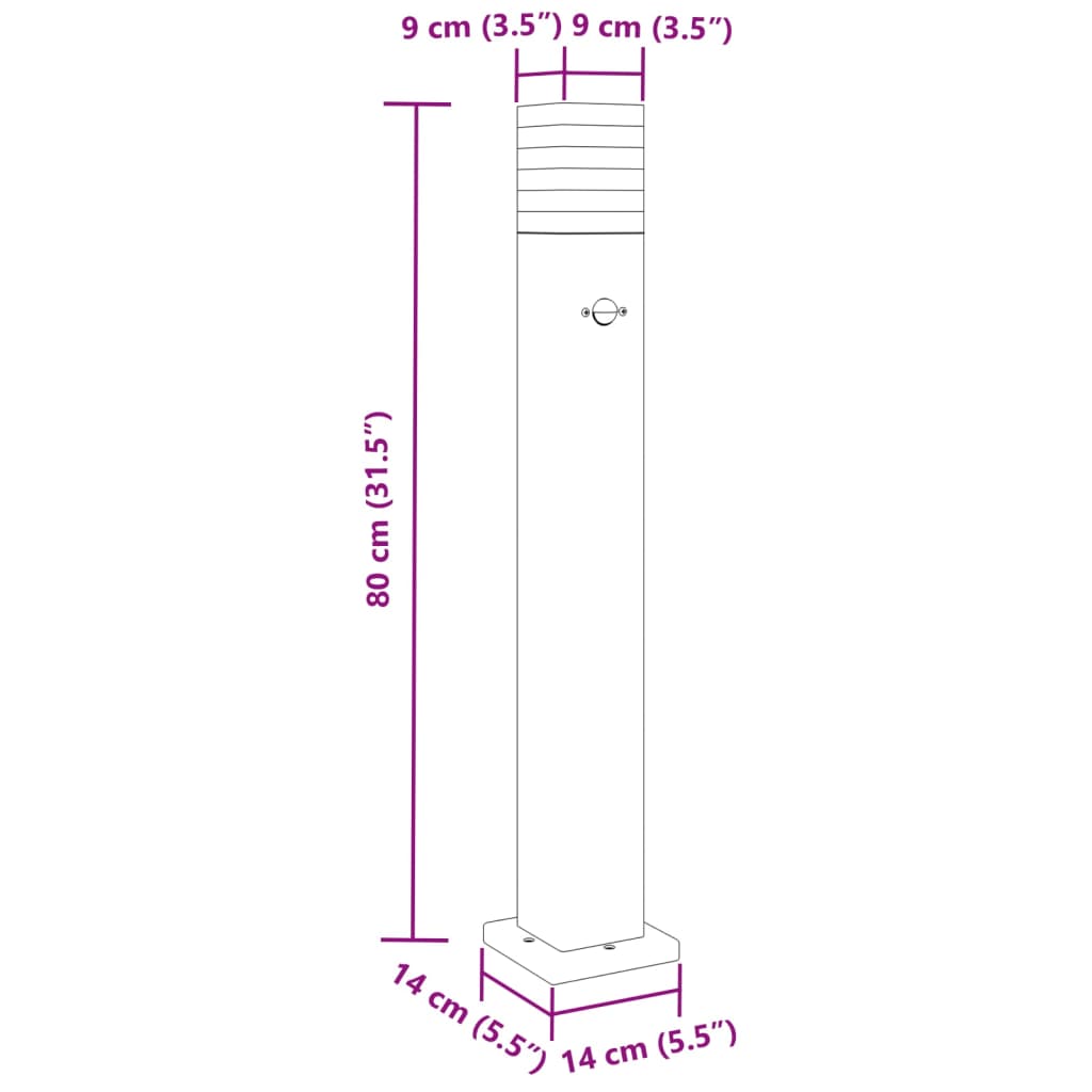 Outdoor Floor Lamps with Sensors 3pcs Black 80 cm Aluminium