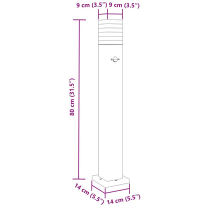 Outdoor Floor Lamps with Sensors 3pcs Black 80 cm Aluminium