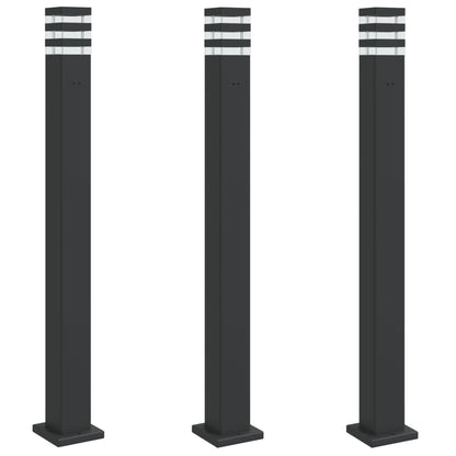 Outdoor Floor Lamps with Outlet 3pcs Black 110 cm Aluminium