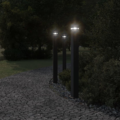 Outdoor Floor Lamps with Outlet 3pcs Black 110 cm Aluminium