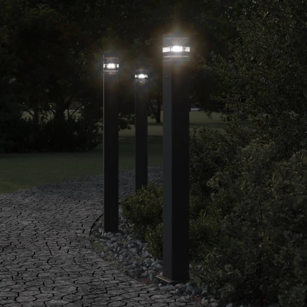 Outdoor Floor Lamps with Outlet 3pcs Black 110 cm Aluminium