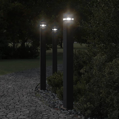 Outdoor Floor Lamps with Outlet 3pcs Black 110 cm Aluminium