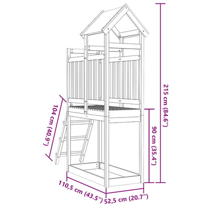 Play Tower with Ladder 110.5x52.5x215 cm Solid Wood Pine