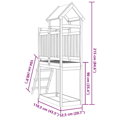 Play Tower with Ladder 110.5x52.5x215 cm Solid Wood Douglas Fir