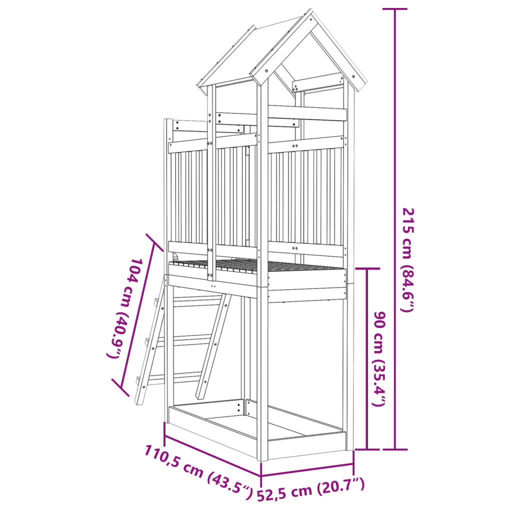 Play Tower with Ladder 110.5x52.5x215 cm Impregnated Wood Pine