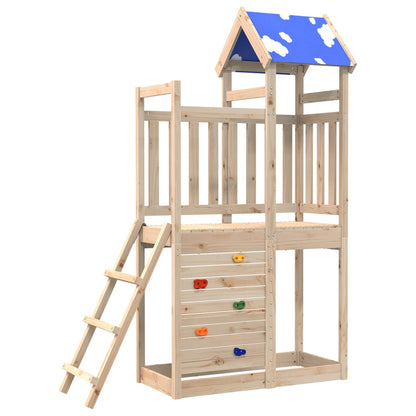 Play Tower with Rockwall 110.5x52.5x215cm Solid Wood Pine