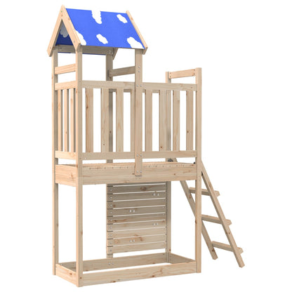 Play Tower with Rockwall 110.5x52.5x215cm Solid Wood Pine