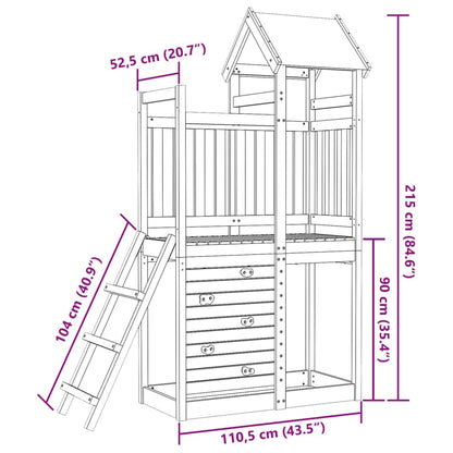 Play Tower with Rockwall 110.5x52.5x215cm Solid Wood Pine