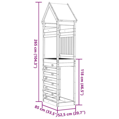 Play Tower with Rockwall 85x52.5x265 cm Solid Wood Douglas Fir