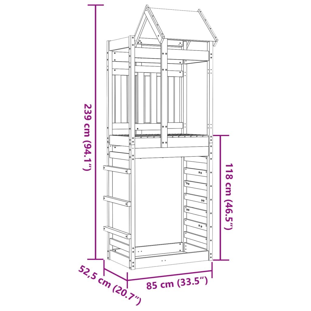 Play Tower with Rockwall 85x52.5x239 cm Solid Wood Douglas Fir