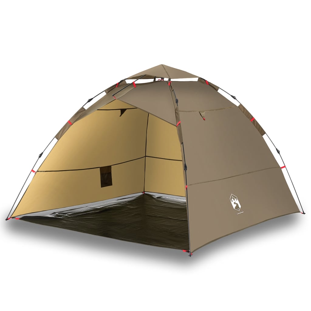 Fishing Tent 4-Person Brown Quick Release