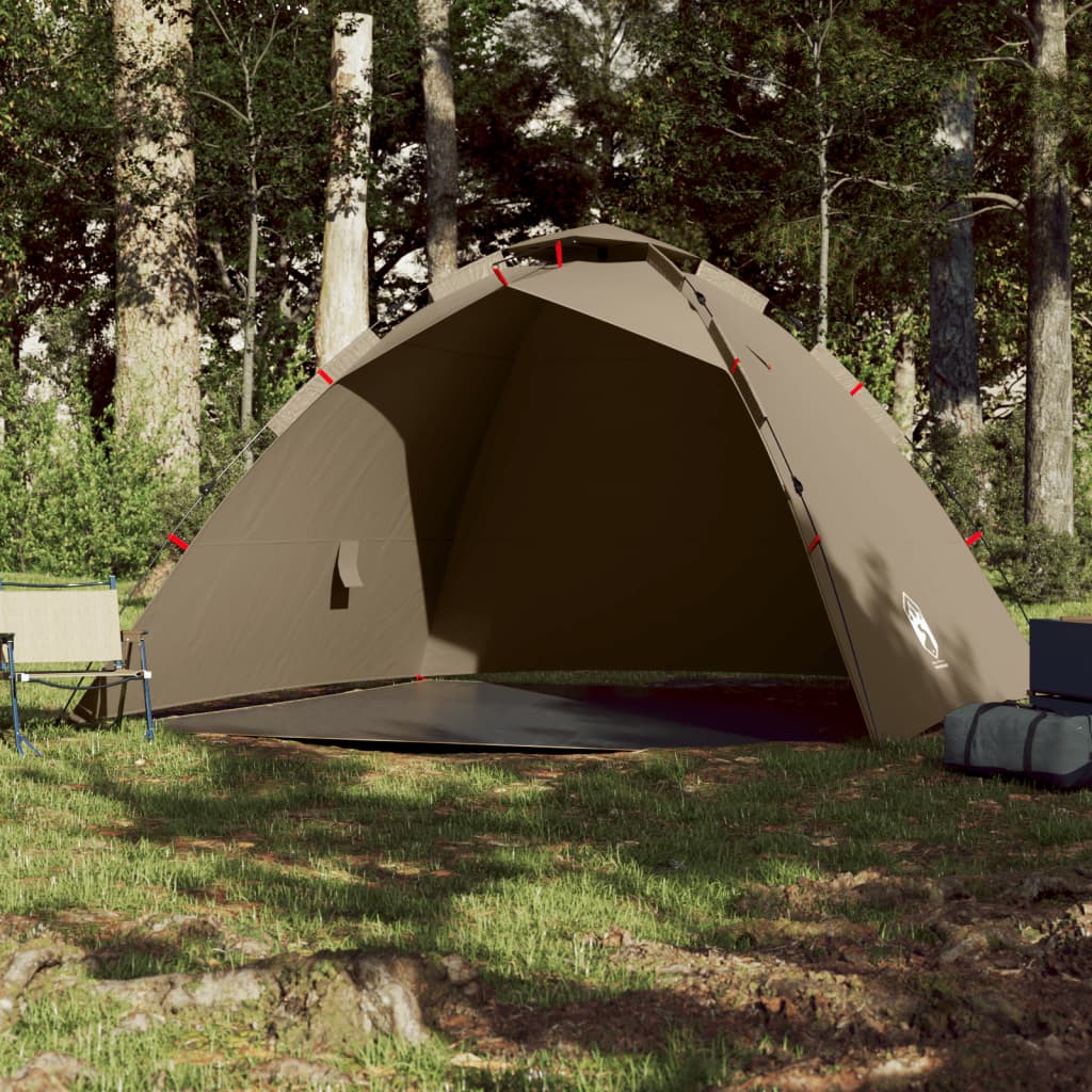 Fishing Tent 4-Person Brown Quick Release