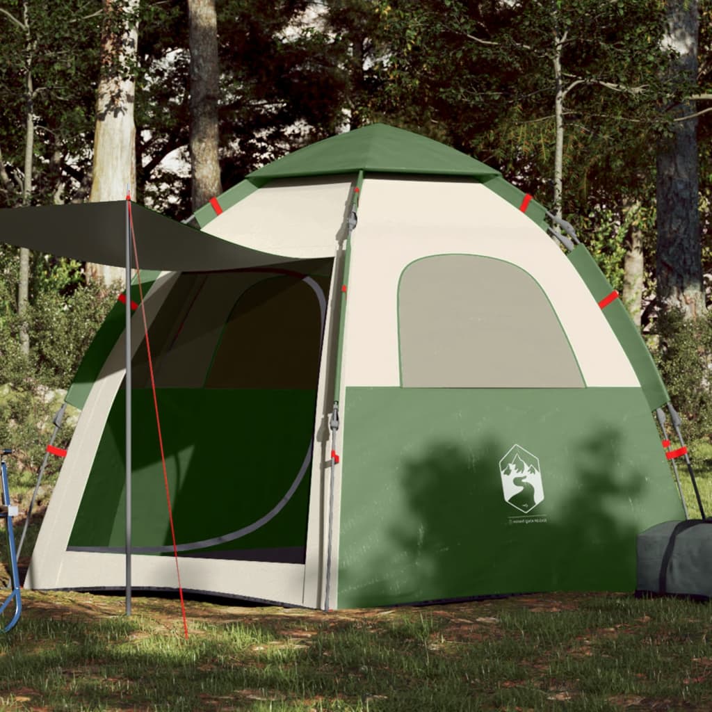 Camping Tent Cabin 4-Person Green Quick Release