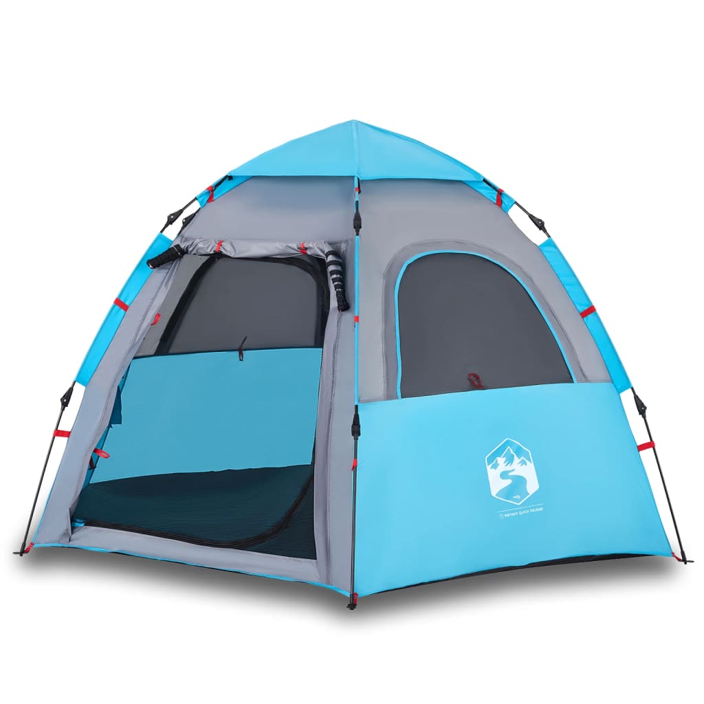 Camping Tent Cabin 4-Person Blue Quick Release