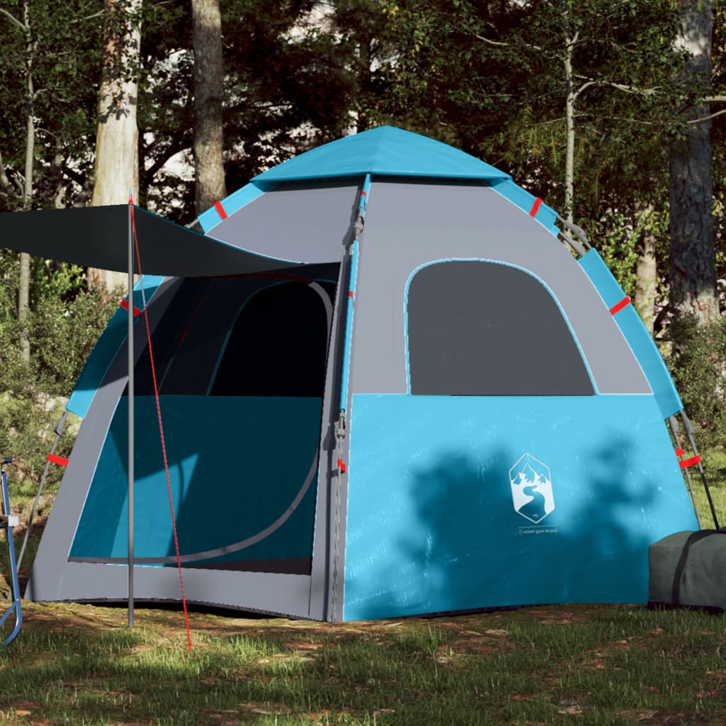 Camping Tent Cabin 4-Person Blue Quick Release