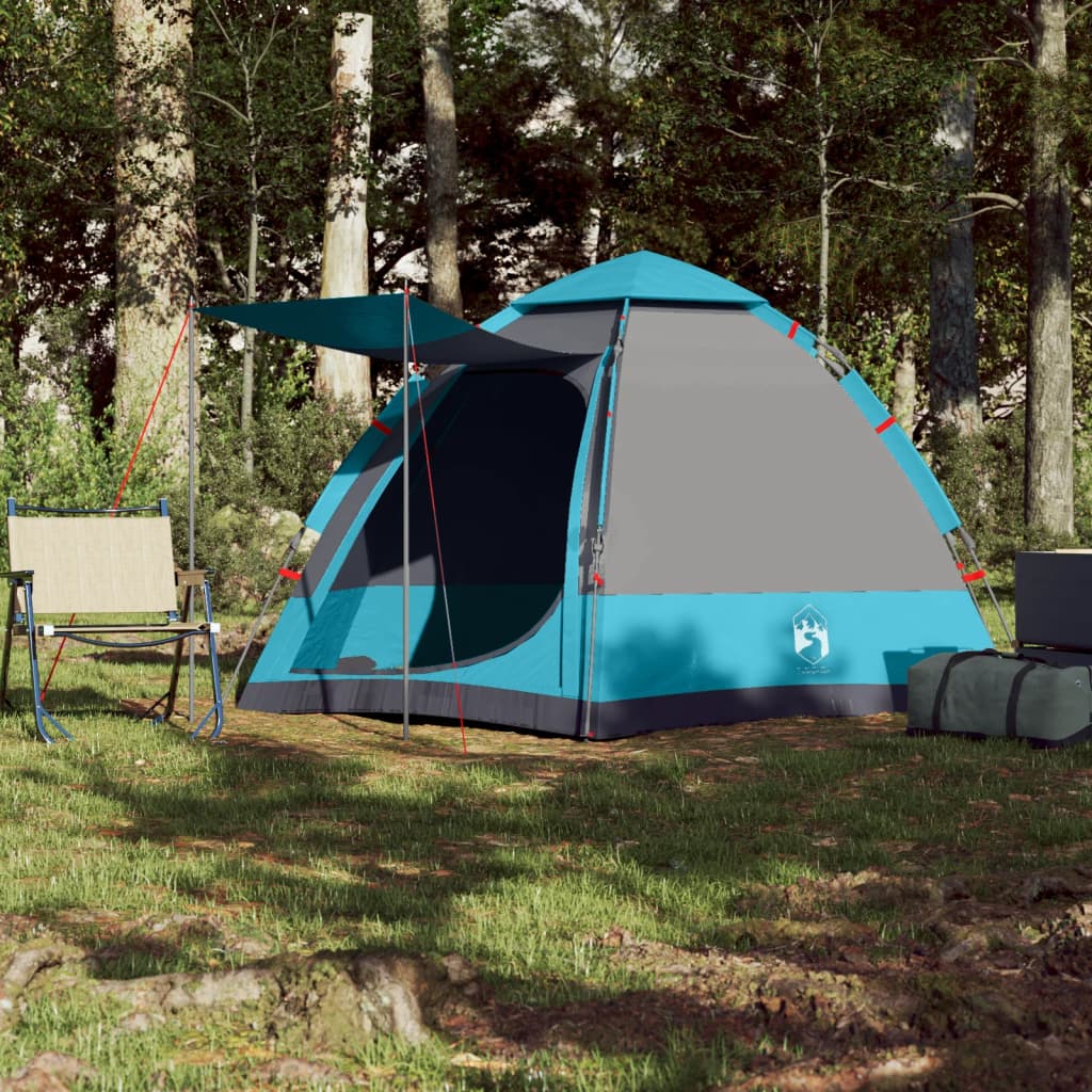 Camping Tent Cabin 4-Person Blue Quick Release