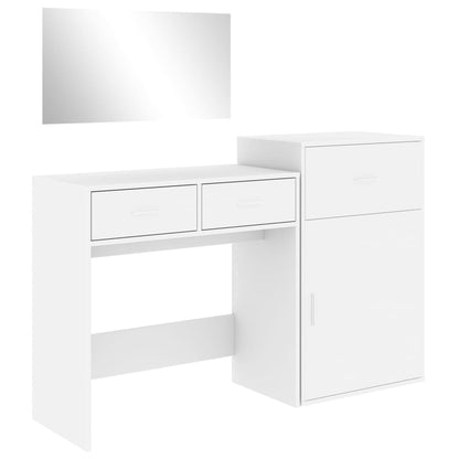 3 Piece Dressing Table Set White Engineered Wood