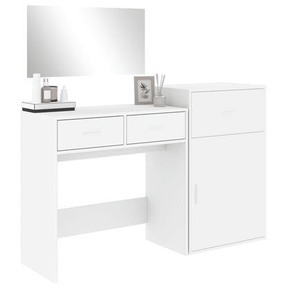 3 Piece Dressing Table Set White Engineered Wood