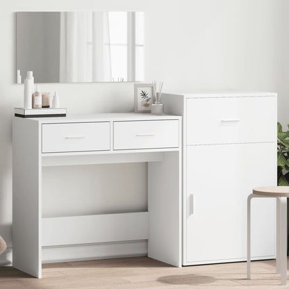 3 Piece Dressing Table Set White Engineered Wood