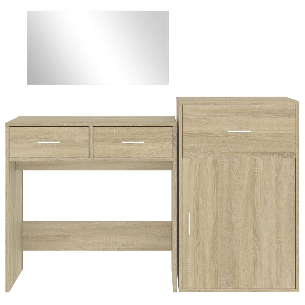 3 Piece Dressing Table Set Sonoma Oak Engineered Wood