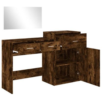 3 Piece Dressing Table Set Smoked Oak Engineered Wood