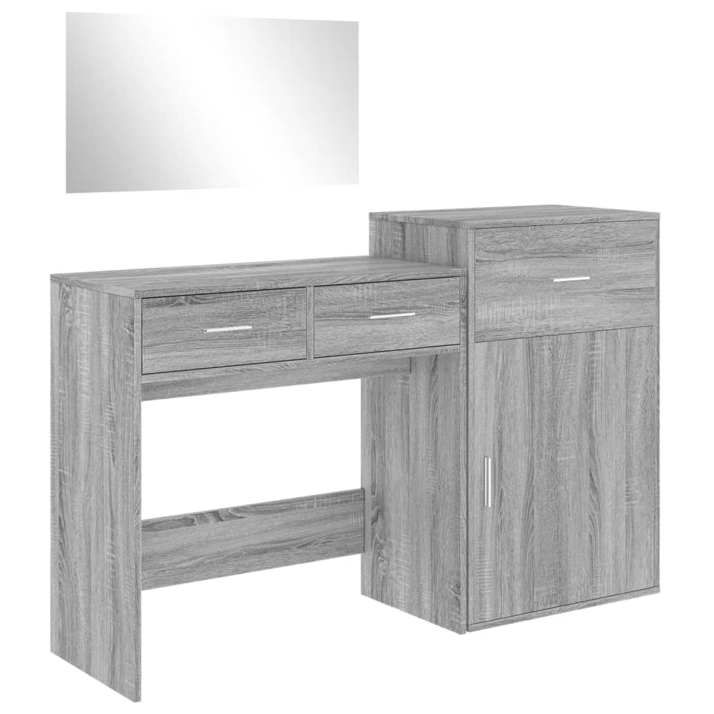 3 Piece Dressing Table Set Grey Sonoma Engineered Wood