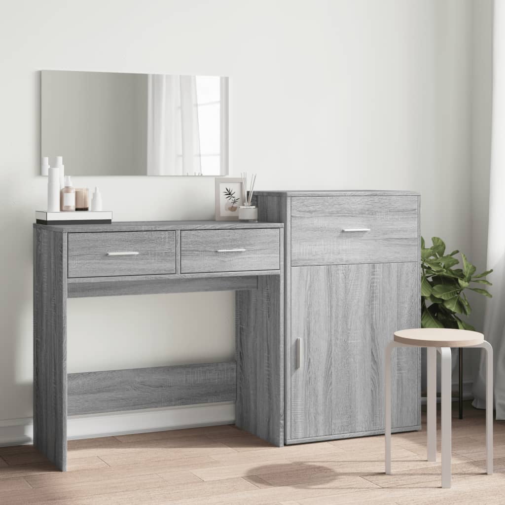 3 Piece Dressing Table Set Grey Sonoma Engineered Wood