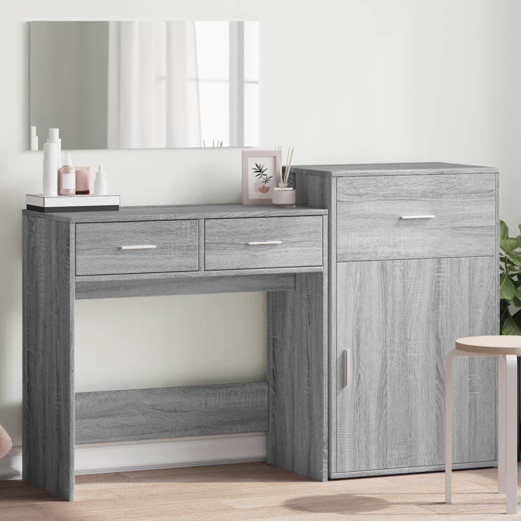 3 Piece Dressing Table Set Grey Sonoma Engineered Wood