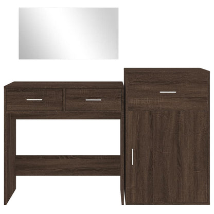 3 Piece Dressing Table Set Brown Oak Engineered Wood