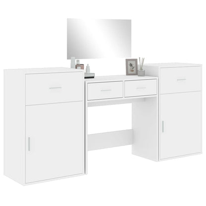 4 Piece Dressing Table Set White Engineered Wood