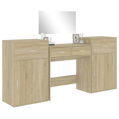 4 Piece Dressing Table Set Sonoma Oak Engineered Wood