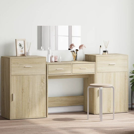 4 Piece Dressing Table Set Sonoma Oak Engineered Wood