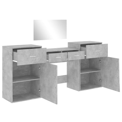 4 Piece Dressing Table Set Concrete Grey Engineered Wood