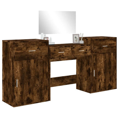 4 Piece Dressing Table Set Smoked Oak Engineered Wood