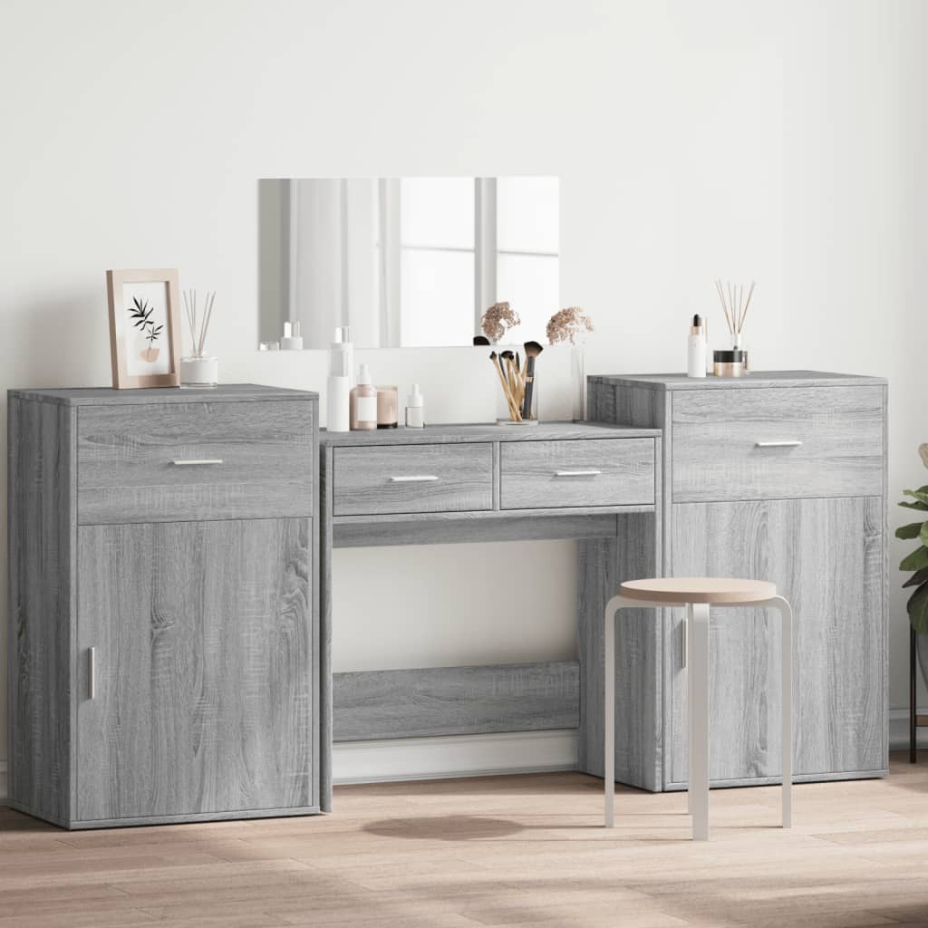 4 Piece Dressing Table Set Grey Sonoma Engineered Wood