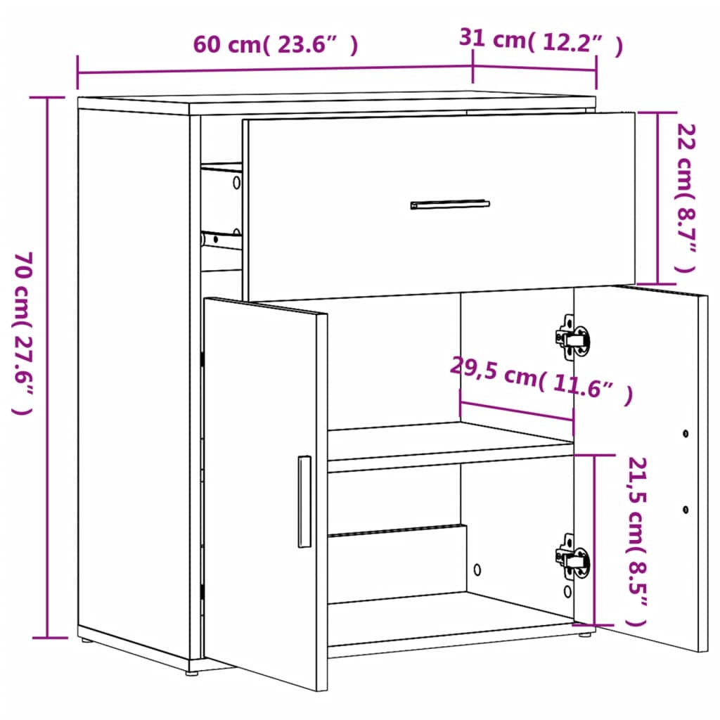 Sideboards 2 pcs Brown Oak 60x31x70 cm Engineered Wood