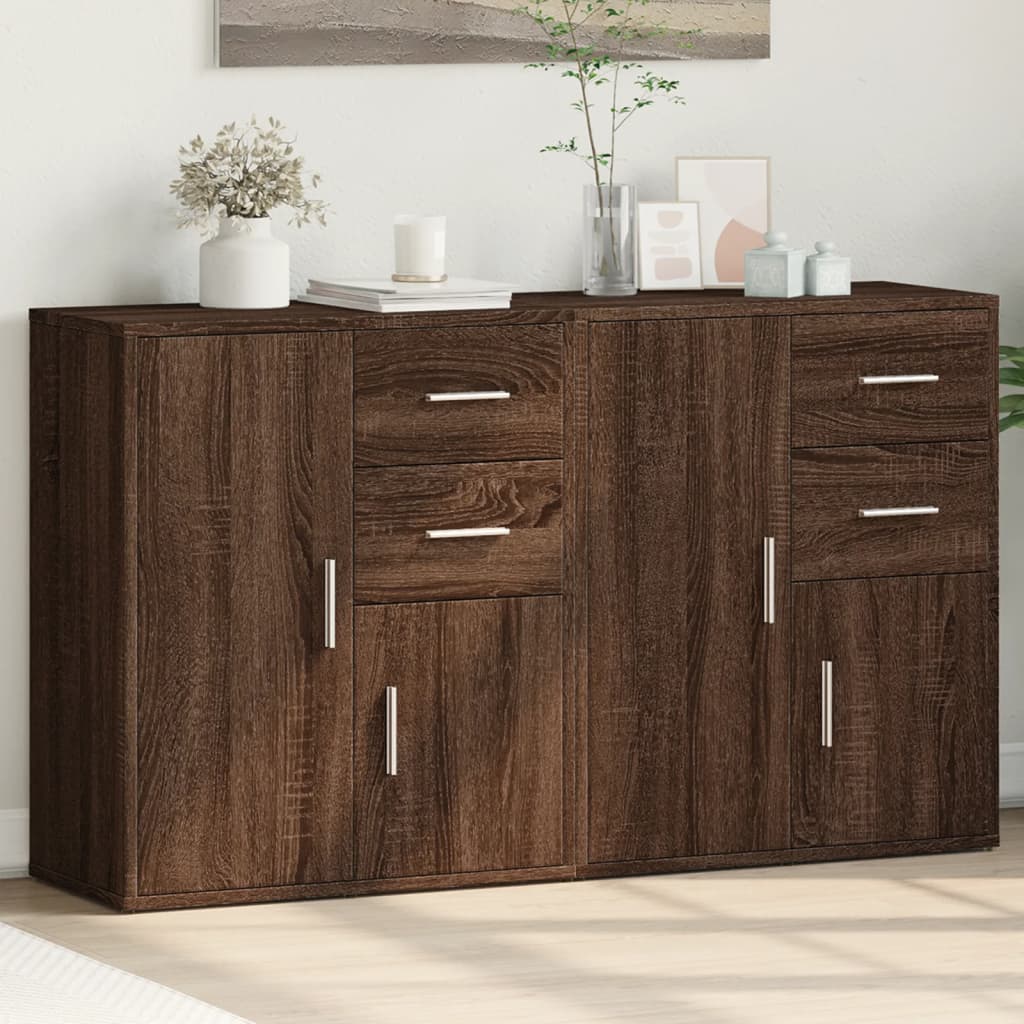 Sideboards 2 pcs Brown Oak 60x31x70 cm Engineered Wood