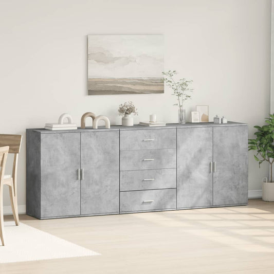 Sideboards 3 pcs Concrete Grey Engineered Wood