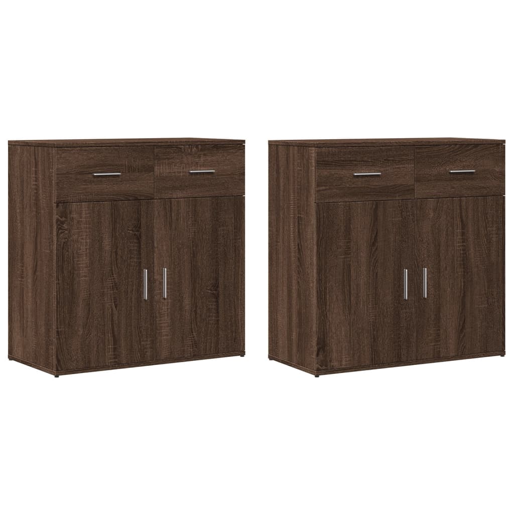 Sideboards 2 pcs Brown Oak 79x38x80 cm Engineered Wood